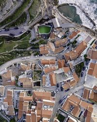 High angle view of buildings in town