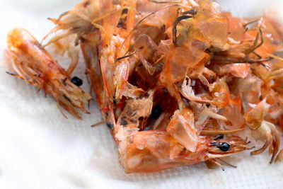 High angle view of fish in plate