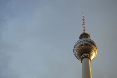 Low angle view of communications tower