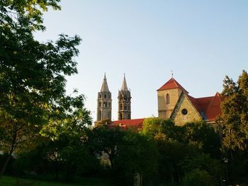 View of buildings against clear sky