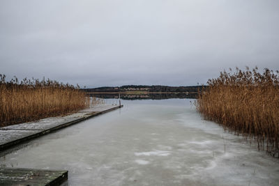 Scenic view of lake against sky