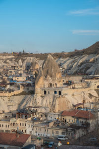 High angle view of townscape against sky