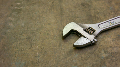 High angle view of human representation on table