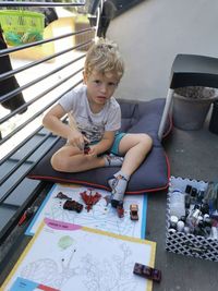 Boy playing at home