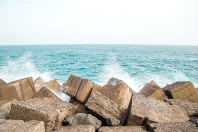 Scenic view of sea against clear sky