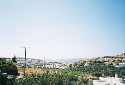 View of townscape against clear sky