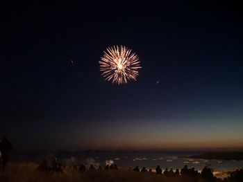 Firework display at night