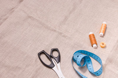 High angle view of objects on floor