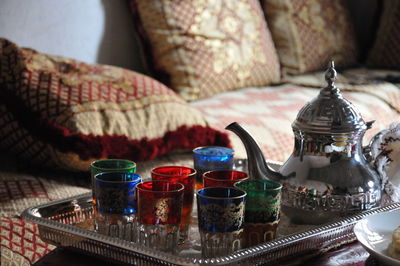 Close-up of tea cup on table