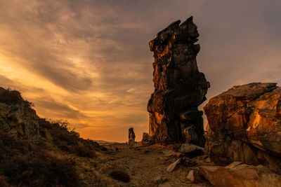 Sunset at the teufelsmauer, rock formation