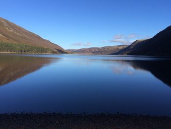 Scenic view of lake against blue sky