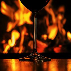 Close-up of wineglass on table