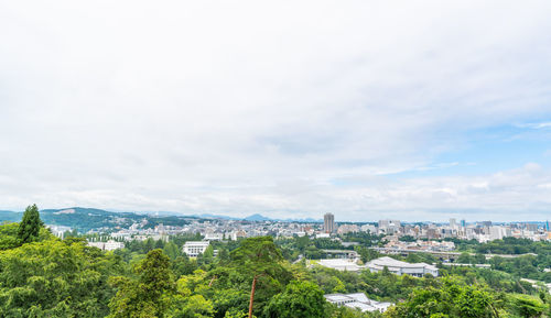 High angle view of townscape against sky