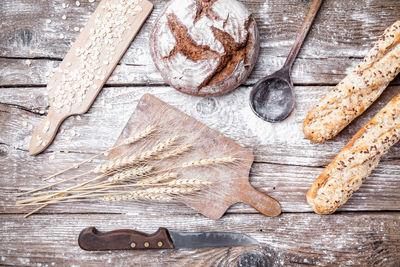 High angle view of bread on table