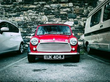 Red car parked in city