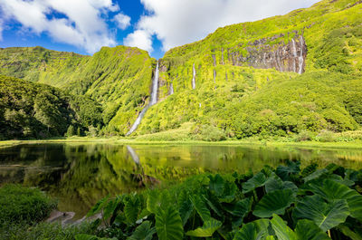 Scenic view of lake against sky