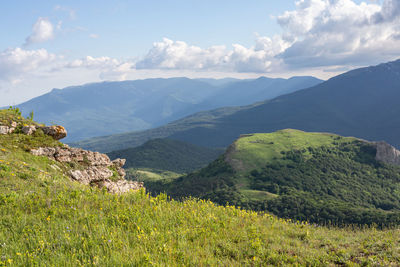 Scenic view of mountains against sky