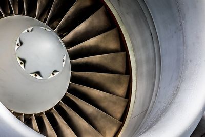 Close-up of airplane jet engine