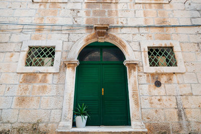 Closed door of building