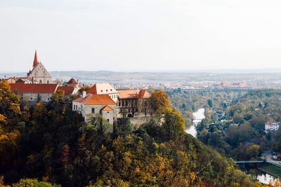 High angle view of townscape against sky