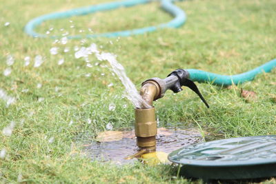 Close-up of water splashing from garden hose