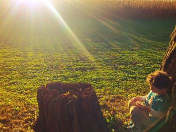 People on grassy field during sunny day