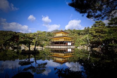 Reflection of building on lake