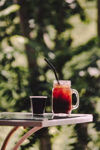 Close-up of coffee cup on table