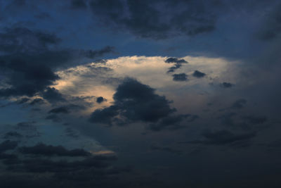 Low angle view of clouds in sky during sunset