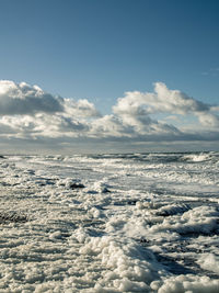 Scenic view of snow against sky