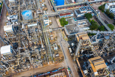 High angle view of construction site in city