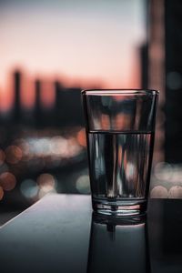 Close-up of water in glass on table