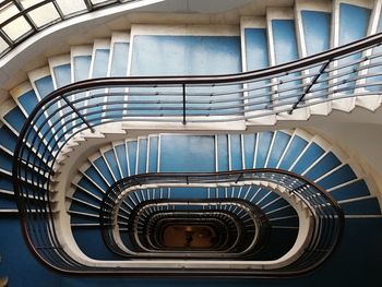 Directly below shot of spiral staircase in building