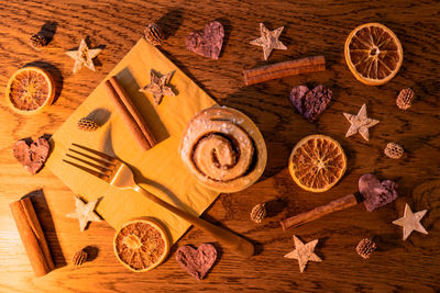 Directly above shot of food on table