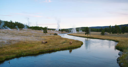 Scenic view of lake against sky