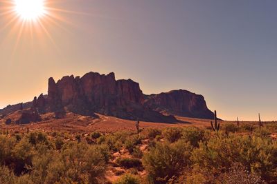 Scenic view of mountains against clear sky