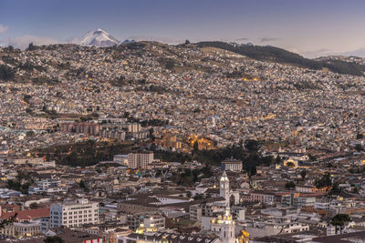 High angle view of buildings in city