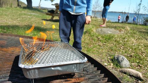 Close-up of barbeque grill