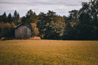 Scenic view of field against sky during autumn