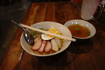 Close-up of food in bowl on table