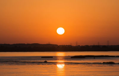 Scenic view of sunset over lake