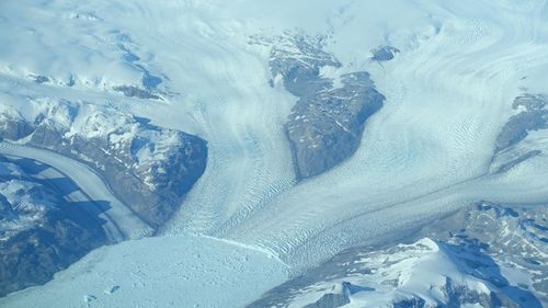 High angle view of frozen lake