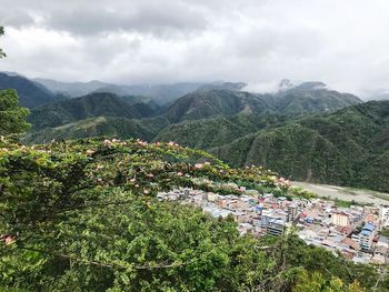 High angle view of townscape against sky