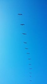 Airplane flying in blue sky