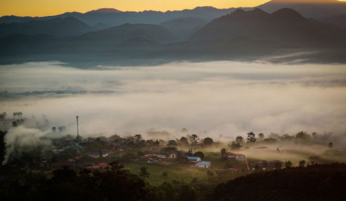 Scenic view of mountains against sky