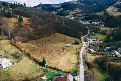 High angle view of road amidst landscape