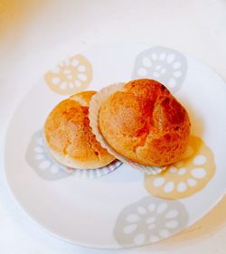 Close-up of dessert served on table