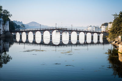 Bridge over river against clear sky