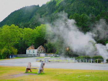 View of playground in field