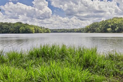 Scenic view of lake against sky